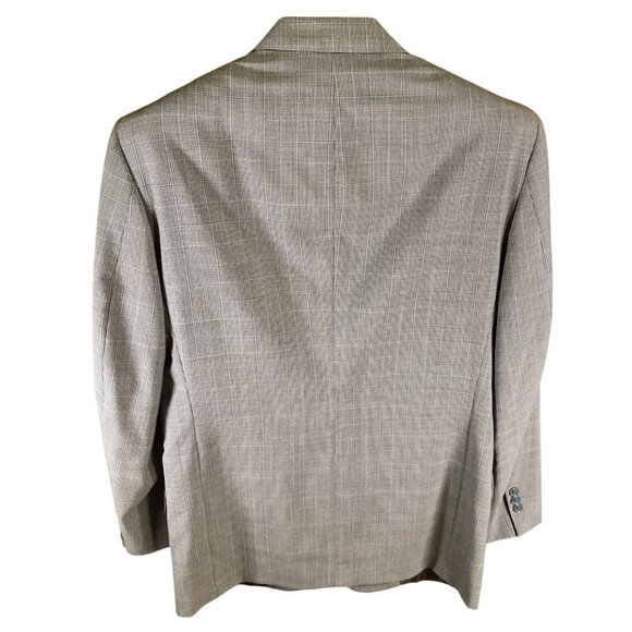 Pierre Cardin Mens Blazer Jacket 40R Gray Plaid Wool Blend Suit Coat 2-Button - Picture 2 of 14